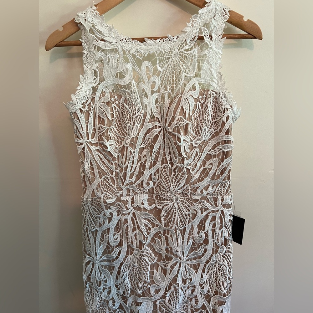 White Crochet Lace Mermaid Maxi Dress Large Boho Wedding Bridal Beach Gown - Picture 10 of 15